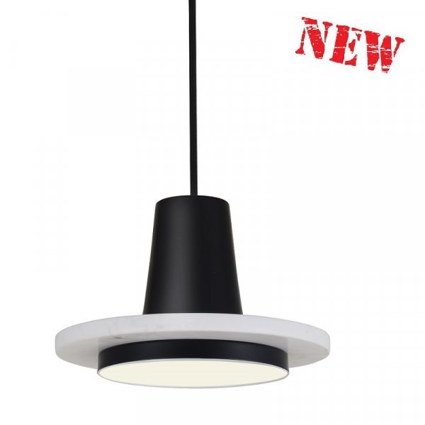 ארט מנורת תליה איתמר כבל 3 מטר, שיש לבן גוף שחור