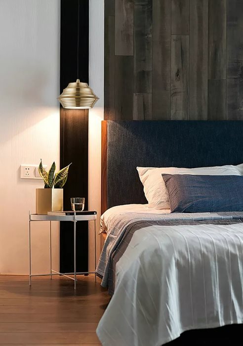 אלסה ELSA מנורת תליה קוטר 22 סמ' 6W LED פעמון פסים זהב פליז