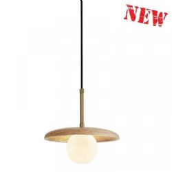 ארט מנורת תליה 'גיא' כבל 3 מטר, עץ טבעי