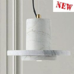 ארט מנורת תליה כבל 3 מטר, שיש קררה לבן