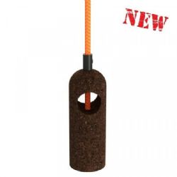 אור צילנידר תלוי- 3 מטר כבל בד שחור, שעם חום כהה