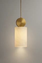 מנורת תליה זהב שיש ספרדי גליל פלוס עיגול D120H310