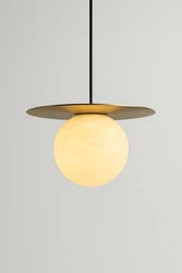 תלוי צלחת BRASS  שיש אלבסטר 260MM עם כדור שיש G9 250MM